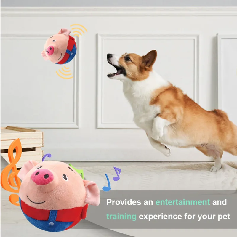 Pet Interactive Jump Ball Learning Speak Sing Bread Superman Smile pig USB Charging Plush Toy Entertainment Remote Control doll