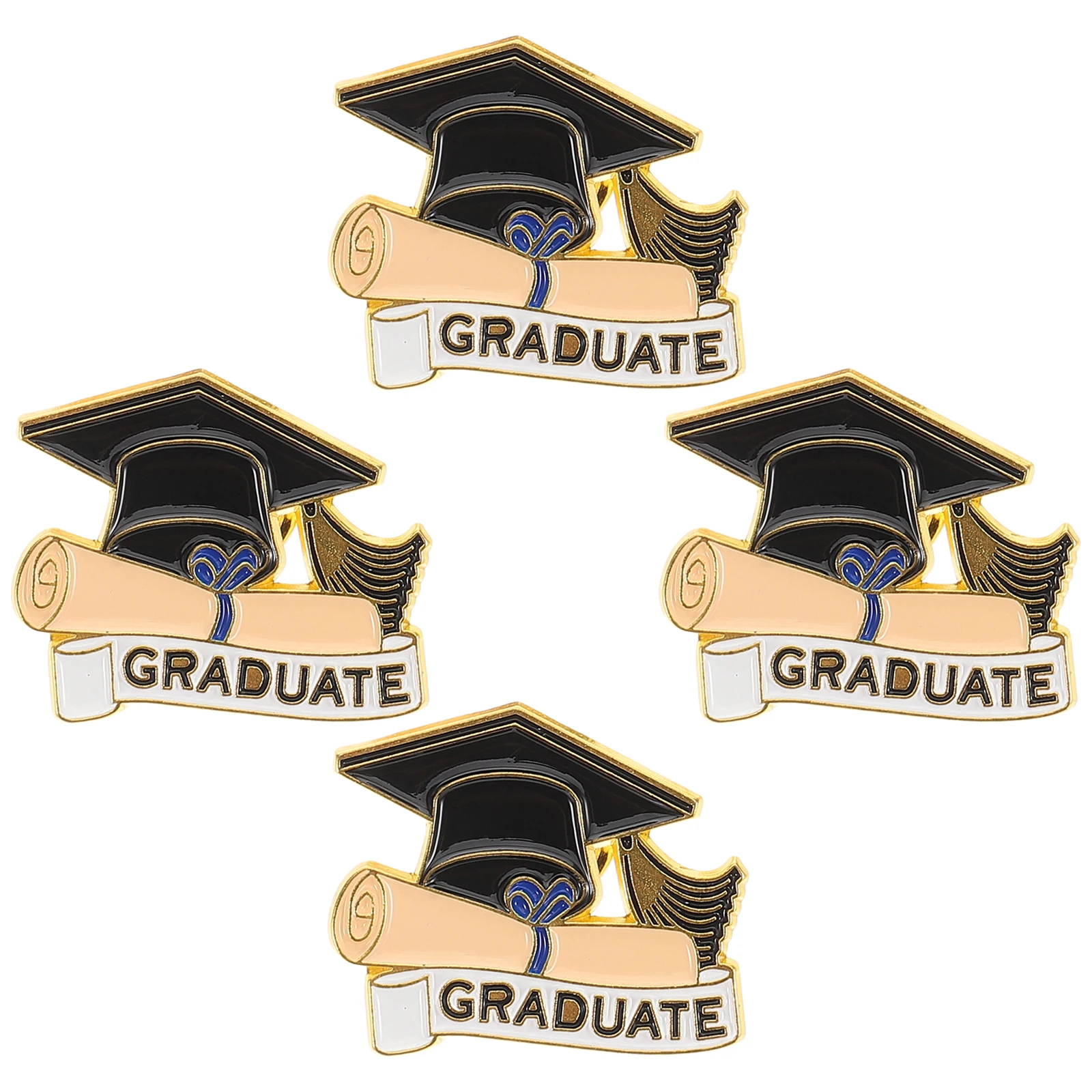 

4 Pcs Graduation Brooch Pins Sturdy Iron Material Smooth Surface Ideal Gifts Students Versatile Decoration Party Favors