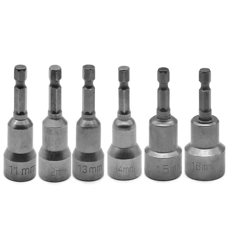 

652F 6Pc Socket Sleeve Nozzles Nut Driver Set Power Driver Socket Screwdriver Bit Drill Bit For Woodworking