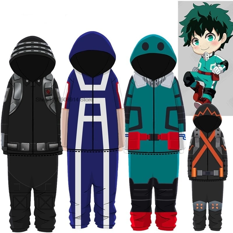 Anime My Hero Academia Izuku Midoriya Cosplay Costume Sleepwear Boys Girls Hoodie Pants Pajamas Jumpsuit Outfit Christmas Gift