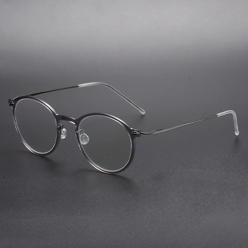 Fashion Pure Titanium Glasses Frame Myopia Ultra-light Retro Fullframe Round Frame for Men and Women Plain High-quality Business