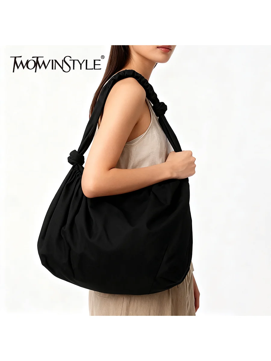 TWOTWINSTYLE Borsa a tracolla minimalista con nodi patchwork solidi per donna Borsa versatile alla moda di grande capacità Donna Autunno Nuovo