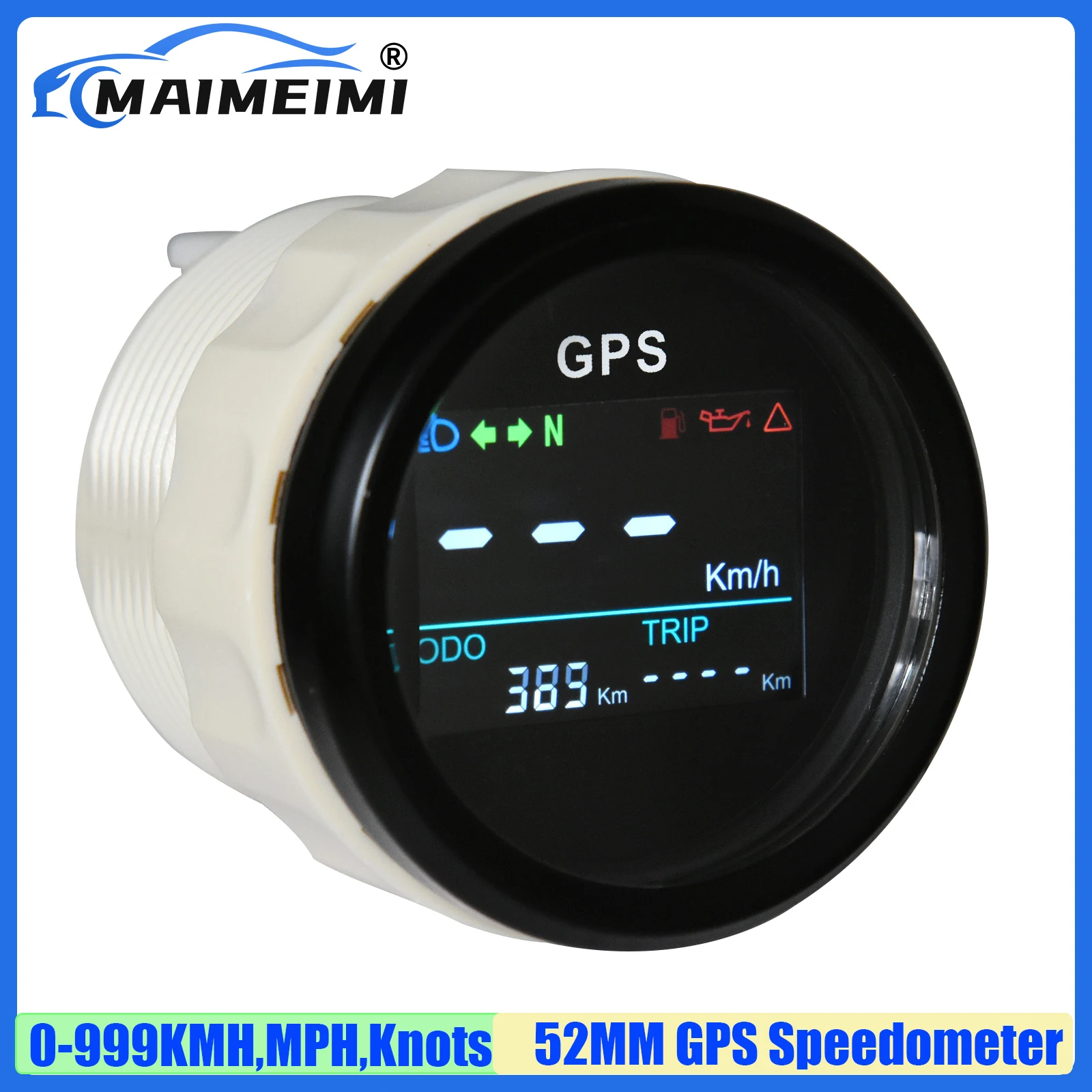 

Цифровой GPS-спидометр MAIMEIMI 52 мм с антенной, 0-999 км/ч, мили/ч, узлы, одометр, показатель пробега, дальний свет для автомобиля, лодки, яхты, мотора