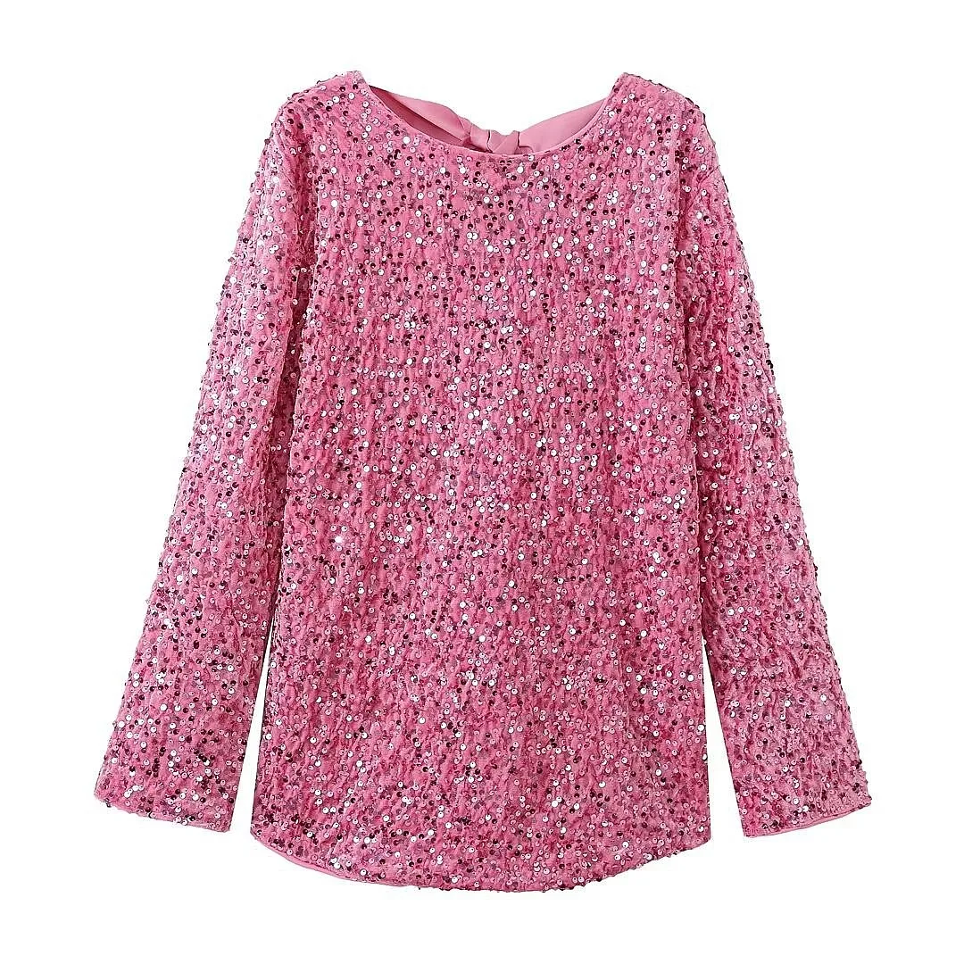 Sexy Sequin Dress Dresses for Women Spring Summer Long Sleeve Loose Fit Plus Size Evening Dress view 4