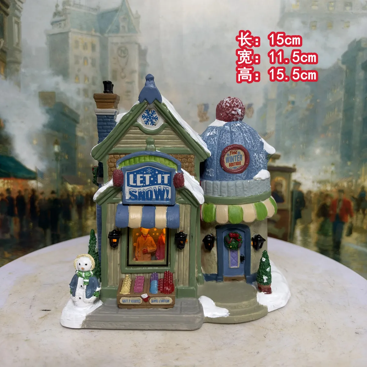 Lemax Let It Snow Winter Gift House Porcelain Miniature Ornament Winter Themed Christmas Village Layout Home Desktop Decoration