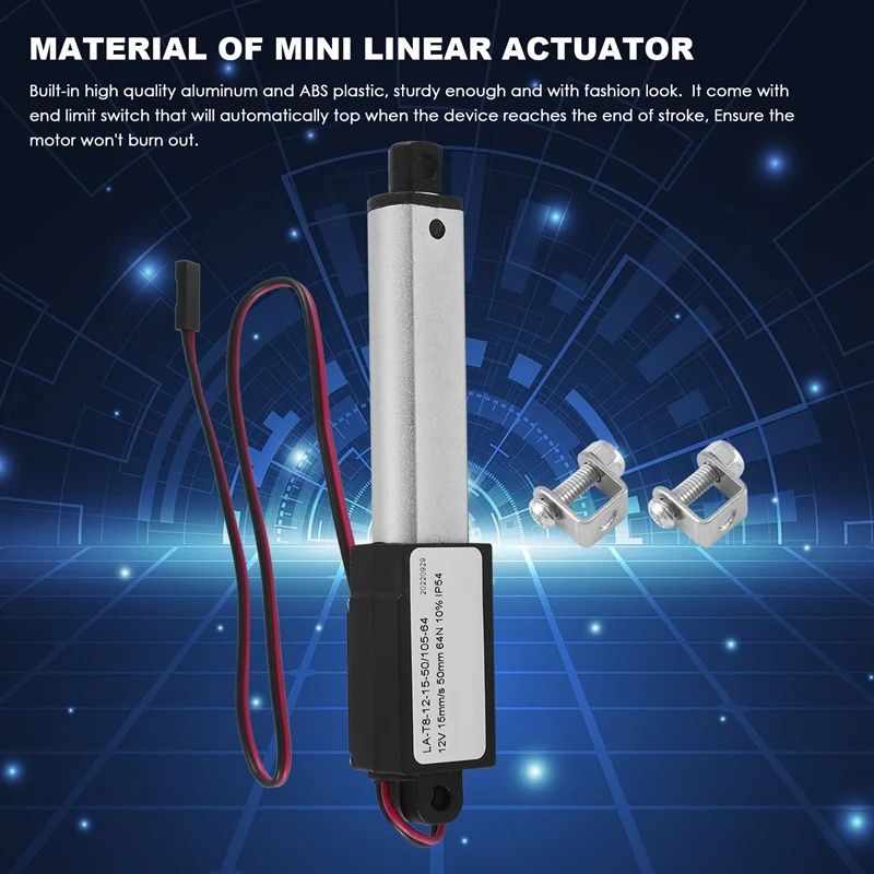 AB33-Electric Mini Linear Actuator Stroke, 64N/14.4Lb, Speed 0.6Inch/S Mini Waterproof Motion Actuator Small 12 V DC