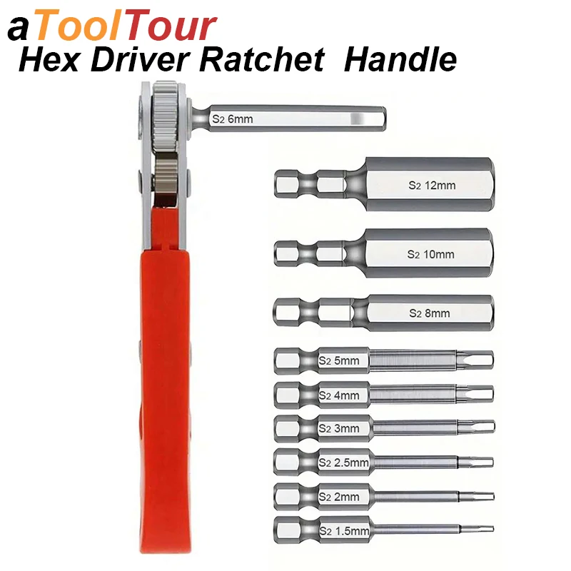 AliExpress atooltour Ratchet Handle Allen Hex Bit Screwdriver Wrench Driver Set Hexagon Tip Head Metric Imperial SAE Bike Cycling Hand Power Tool