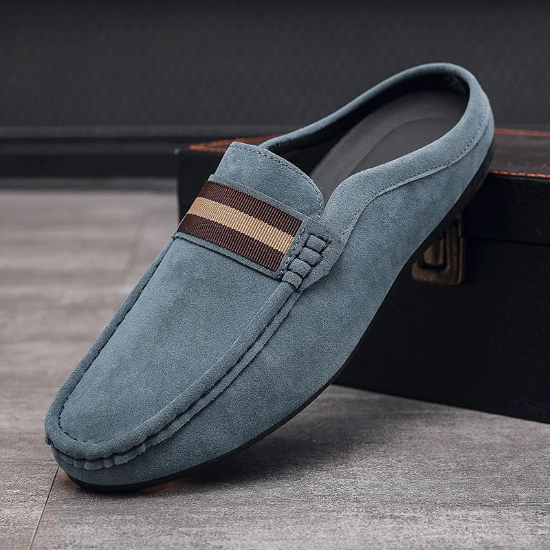 Men\'s Loafer Shoes  Lightweight Men\'s Suede Casual Shoes Summer Breathable Casual Half Support Slippers Men Shoes