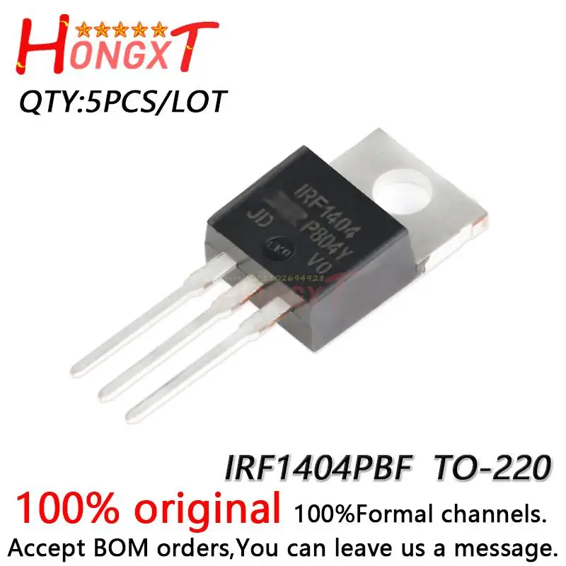 5PCS 100% NEW Original IRF1404PBF TO-220 N-channel 40V/202A in-line MOSFET field-effect transistor.