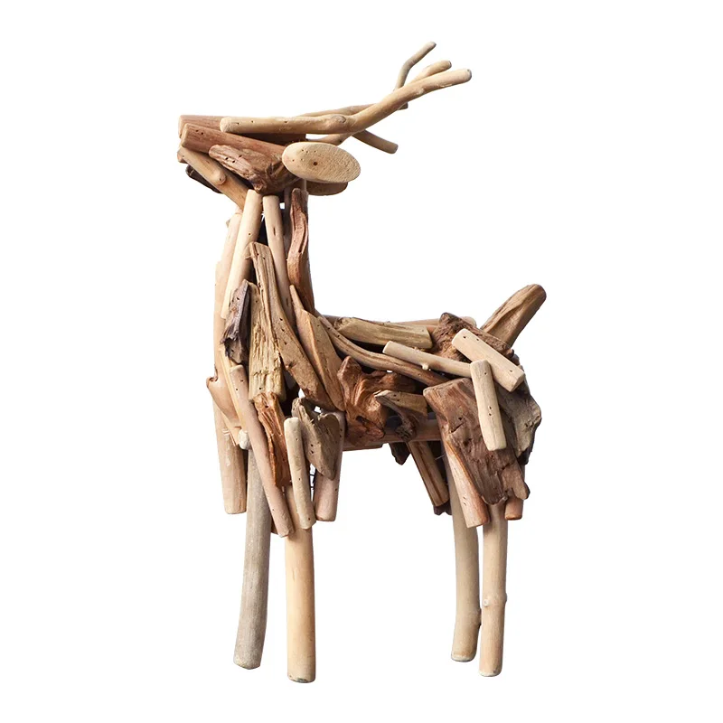 

Decoration Home Ornament Solid Wood Deer Living Room TV Cabinet Home Decorative Crafts Creative Gift