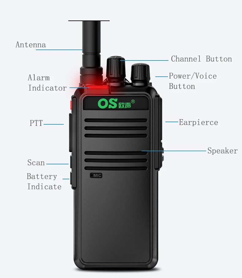 IP67 مقاوم للماء مقاوم للانفجار لاسلكي تخاطب OS-FT68 UHF 10 واط طويلة المدى فائقة الاستعداد اتجاهين راديو للمصنع الكيميائي