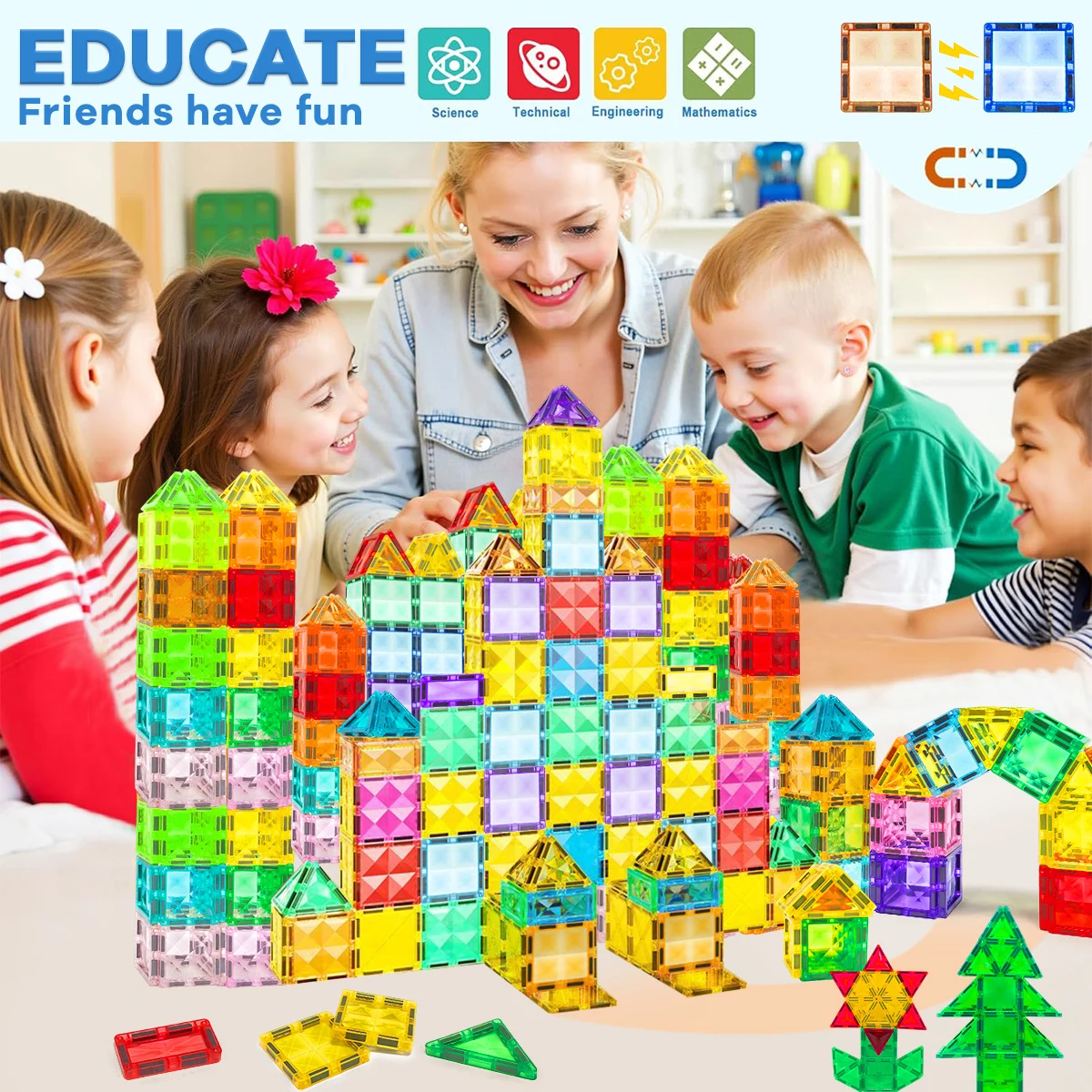 36/56/86 قطعة اللبنات المغناطيسية البناء مجموعة ألعاب ثلاثية الأبعاد لمدة 3 + سنوات أطفال مونتيسوري التعليمية الجذعية ألعاب مكعبات البناء