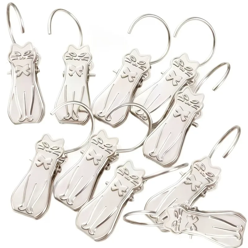 Easy Clip On Curtain Kawaii Window Clips, 42 pcs, Kids Room Drapery, Cute Cat Shape Design for Living Room Window