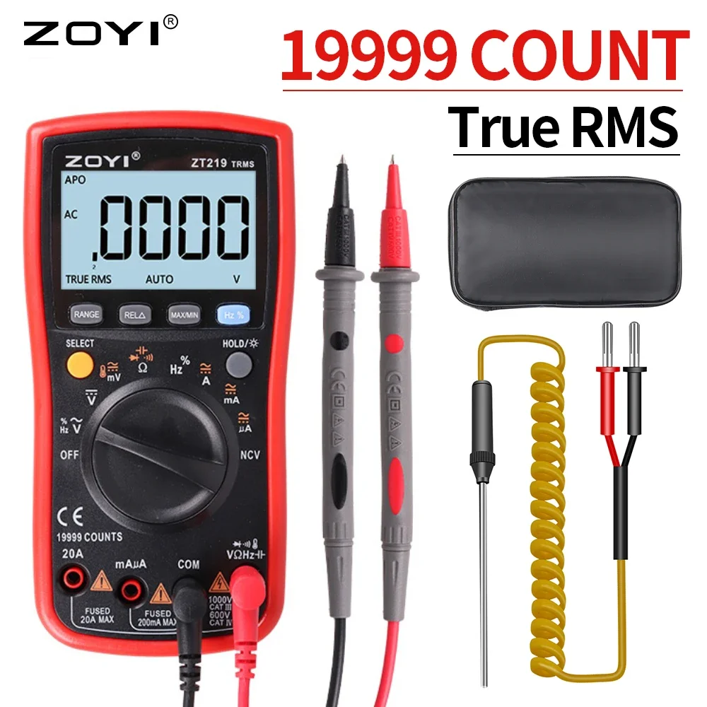 ZT219 Digital Multimeter 19999 Counts AC/DC Voltage Ammeter True RMS Auto-ranging Multifunction Professional Electrician Tool