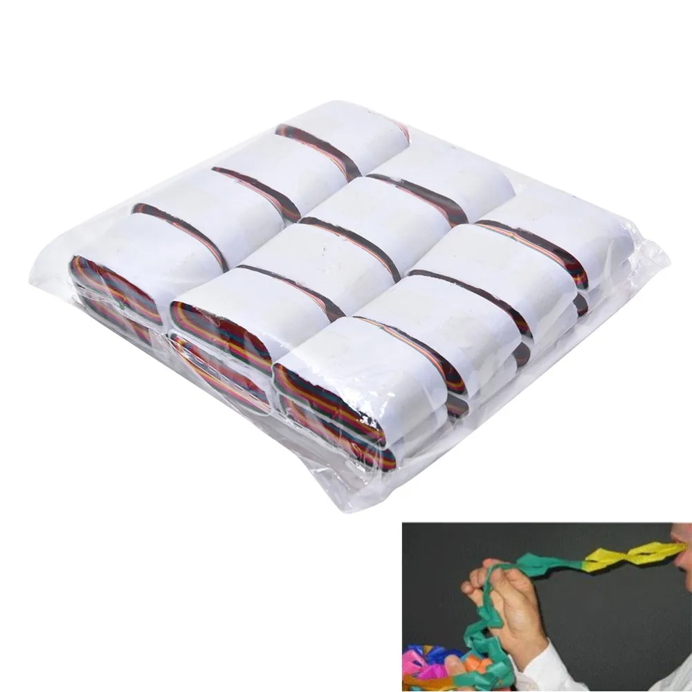 12 teile/satz Zaubertricks Multi-farbe Weiß Mund Spulen Papier Streamer von Mund Magie Prop Magier Liefert Spielzeug – Detail 1