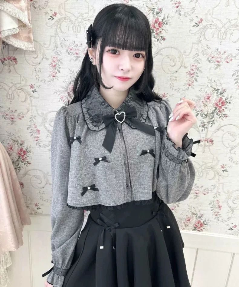 

Новый японский милый плащ, шаль, женская одежда, короткая универсальная рубашка в стиле пэчворк с бантом, хит продаж, свежие блузки меньшинств