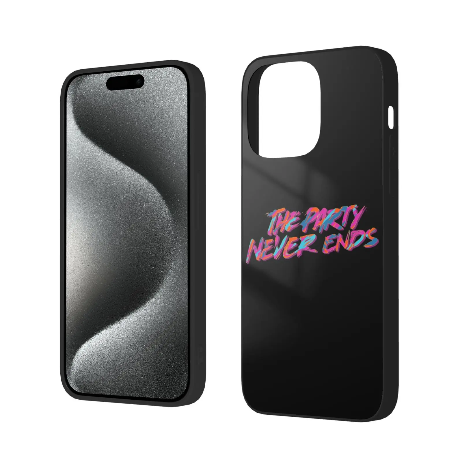 The Party Never Dies Hip Hop Graphic Vintage Phone Case for iPhone 15 14 13 Pro Max Plus Mini Fundas For Apple Cover