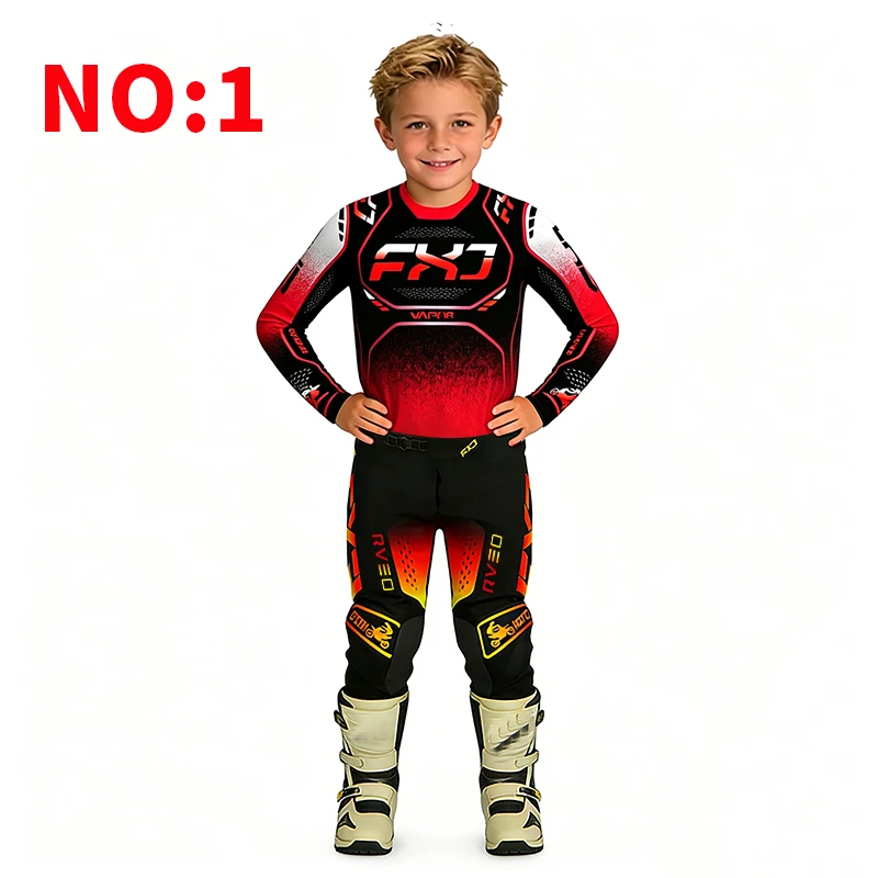 Motocross child set Motorcycle jersey and pants kids clothing big boy girl Youth mx gear set Customized Number Name racing suit
