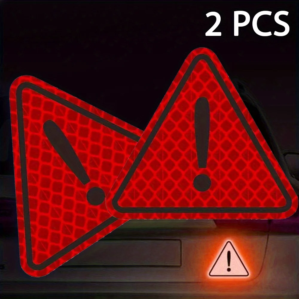 2Pcs Triangle Diamond Exclamation Vinyl Sticker High Visibility Safety Decal for Car Motorcycle Bike