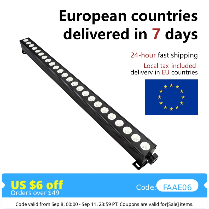 Barra LED DMX 24x12W RGBW 4IN1 / Pixel RGBWAUV, Illuminazione da Parete, Barra LED DMX, Luce da Palco per Feste, Matrimoni ed Eventi
