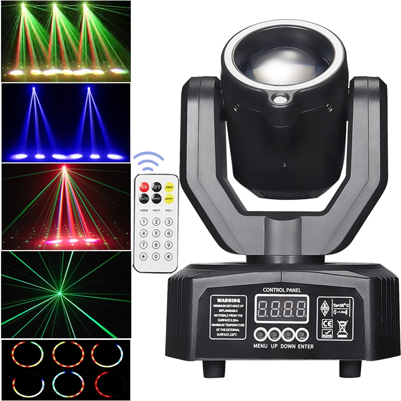 

Mini 4 IN1 Beam Effect Super Moving Head Light With Laser Stage Remote DMX Sound Control For DJ Discos Show Bar Party Lights