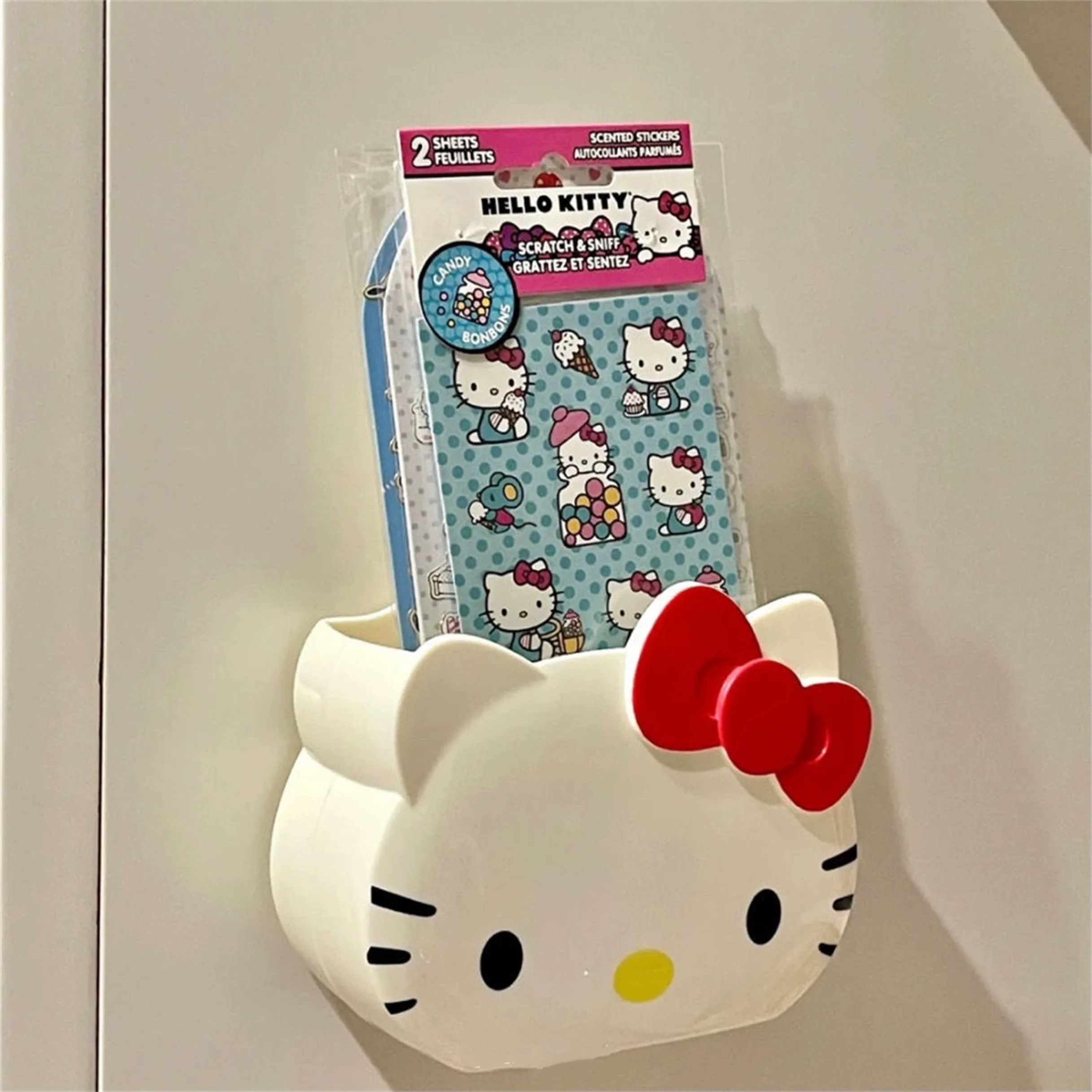 Sanrio Hello Kitty Bathroom Table Organizer Wall Shelf Cute Kt Cat Home Storage Rack Hanging Sundries Storage Holder Punch-Free image 2