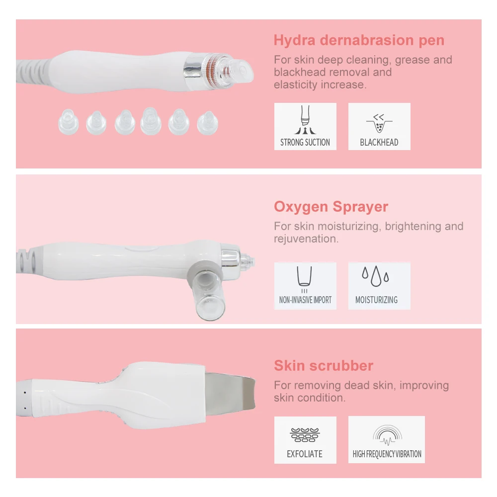 New 6 in 1 H2O2 Hydro Dermabrasion Machine Facial Deep Cleansing Skin Rejuvenation Oxygen Injection Beauty Machine For Salon Spa