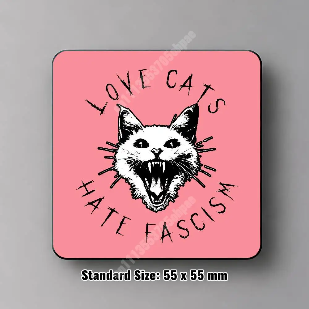 Antifascist Antiwar Kitten Cat Magnetic Sticker Reflective Fridge Decal for Metal Surfaces Magnet Sign