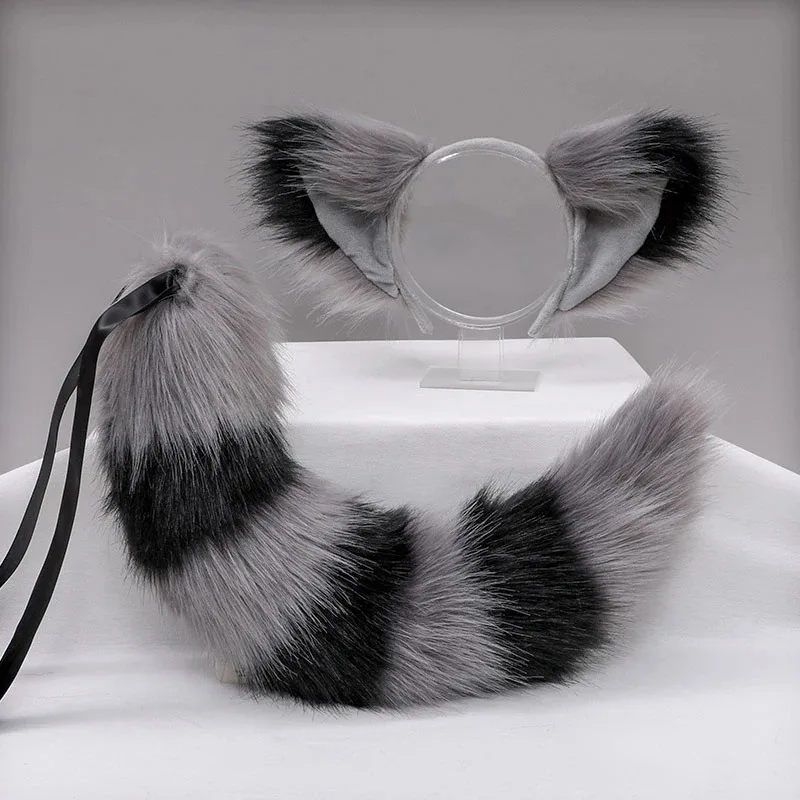 Fox Tail Ears Cosplay Furry Foxtail Headband Anime COSPLAY Props Accessories Lolita Headwear Plush Fox Tails Ear Halloween