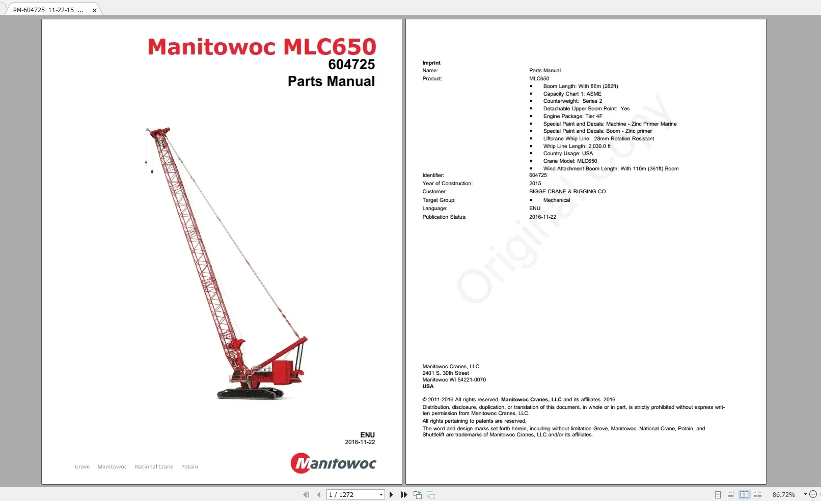 AutoEPC Manitowoc Grove Cranes All Models Updated 2021 [12.2020] Spare Parts Catalog PDF DVD