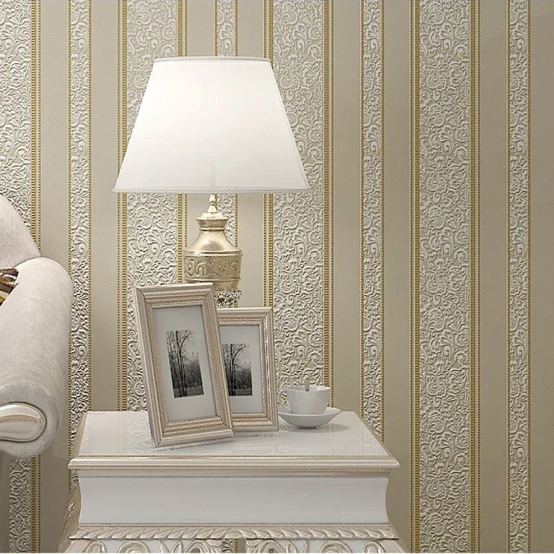 

Modern European Style 3D Embossed Non-woven Striped Wallpaper Roll for Living Room Bedroom Background Wall Paper Home Decoration