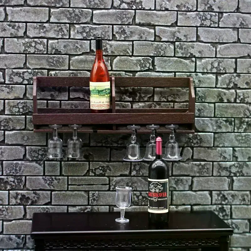 1 مجموعة دمية لعبة محاكاة الحائط النبيذ الرف كأس الرف مصغرة معلقة رف شاشة نموذج اللعب منزل لعبة ديكور طفل هدية #3