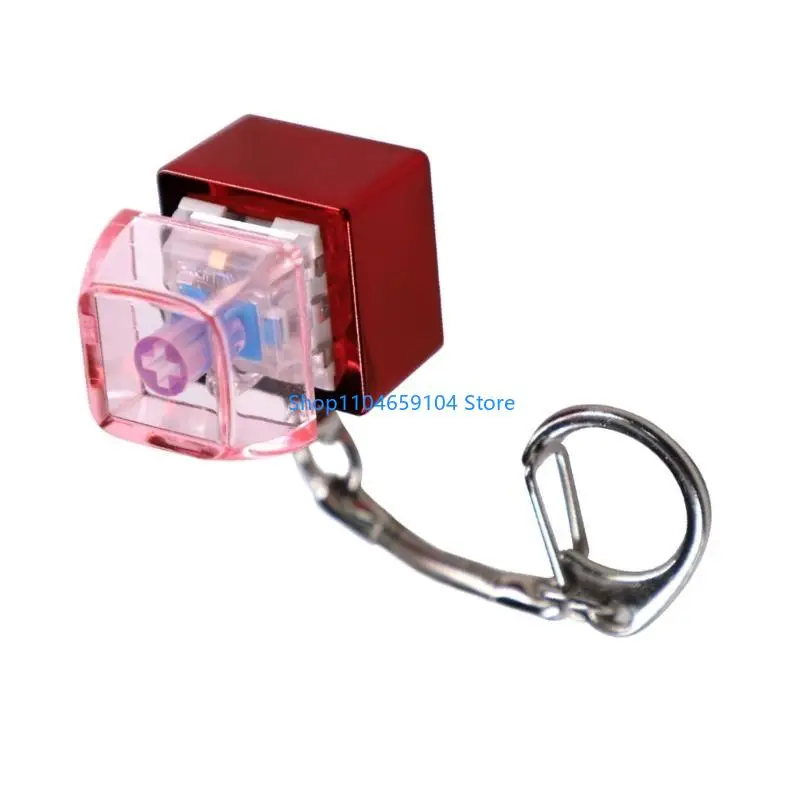 Zinc Alloy Keyboards Switches Keychain for Stress Reduction Electronic Glowing Buttons with Multicolored Lights