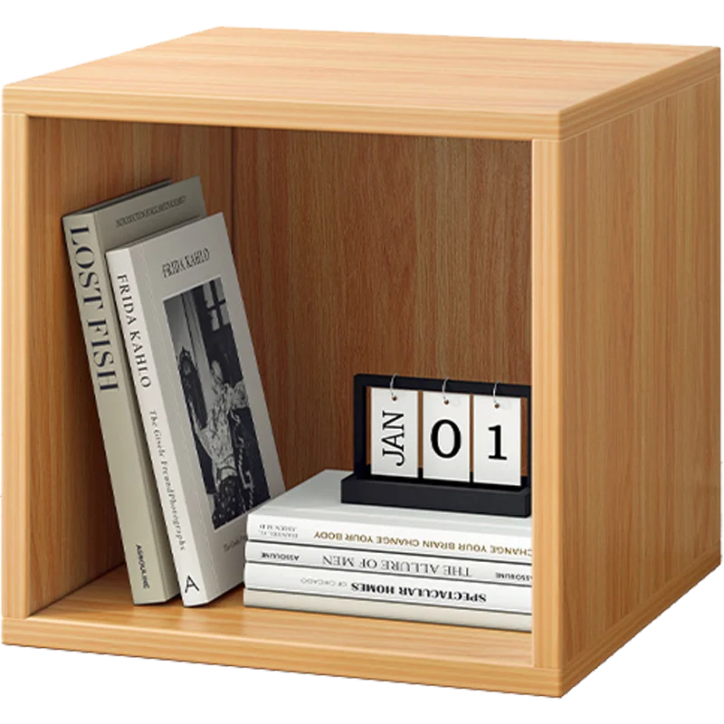 Japanese-style bedroom bedside small bookcase wooden square grid locker floor low cabinet free