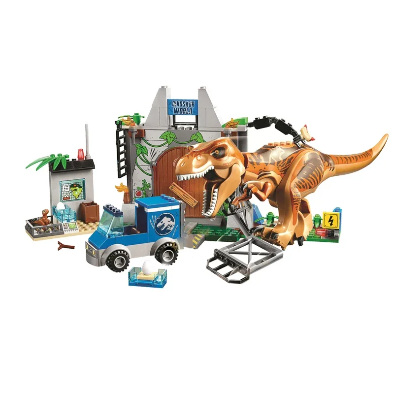 Park World Transporter Dinosaur Series Tyrannosaurus Rex Great Escape Building Block Toys Boys Children's Holiday Gifts Off-road