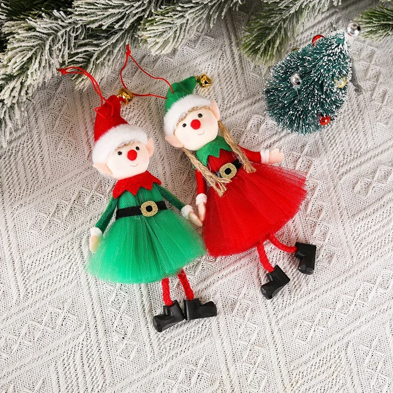 Christmas Tree Ornaments Cute Elf Plush Dolls Small Hanging Holiday Decorations For Home Hot Sale