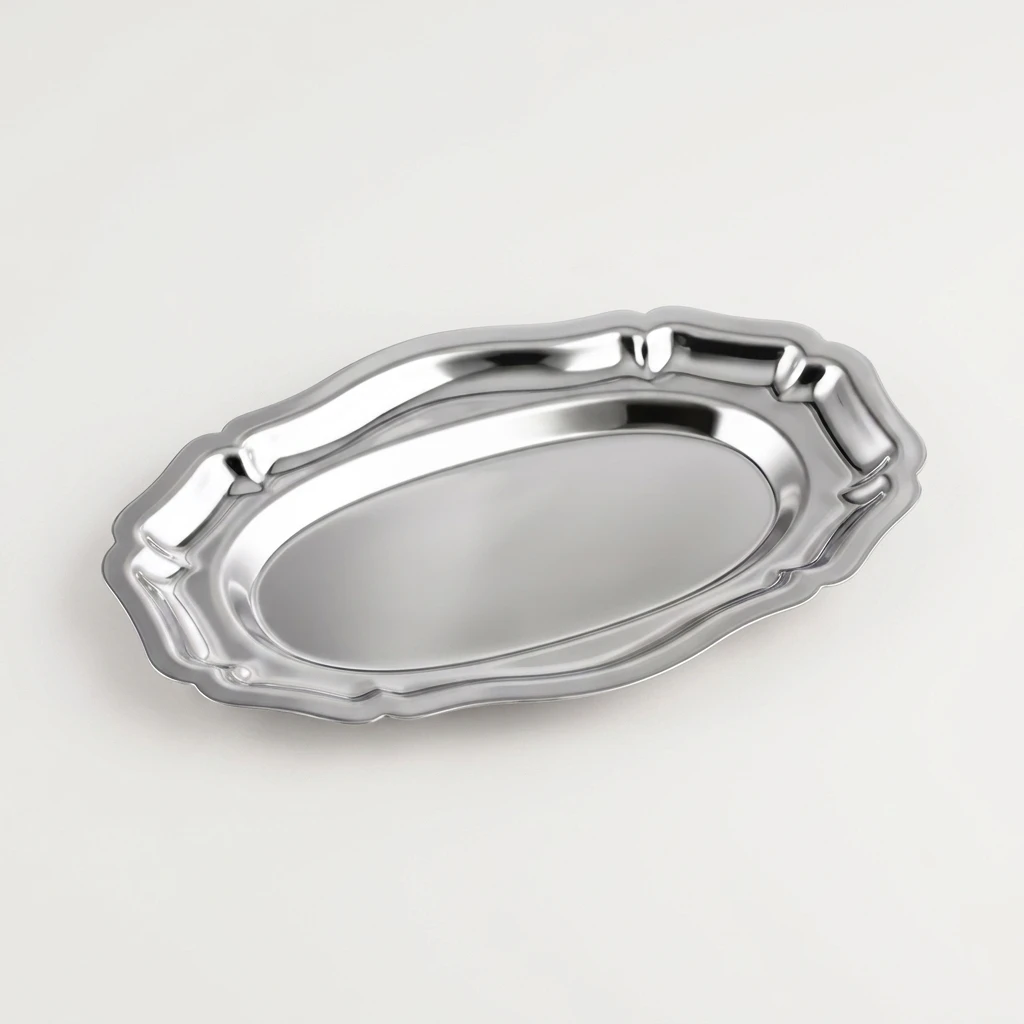 304 Stainless Steel Steaming Fish Tray Elliptical Korean Style Serving Platter For Home Cooking And Restaurant Display