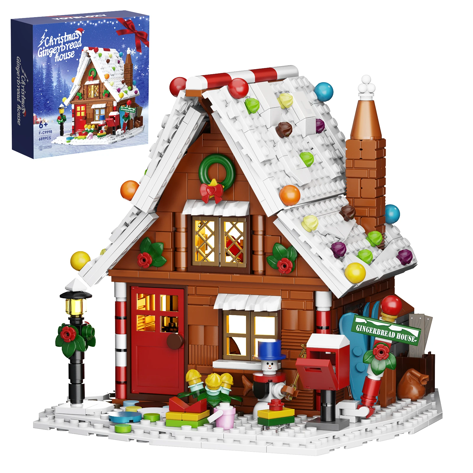 

Christmas House Building Blocks Sets Winter Village Snowman House Bricks Building City Streetscape Assembly Model Xmas Gifts