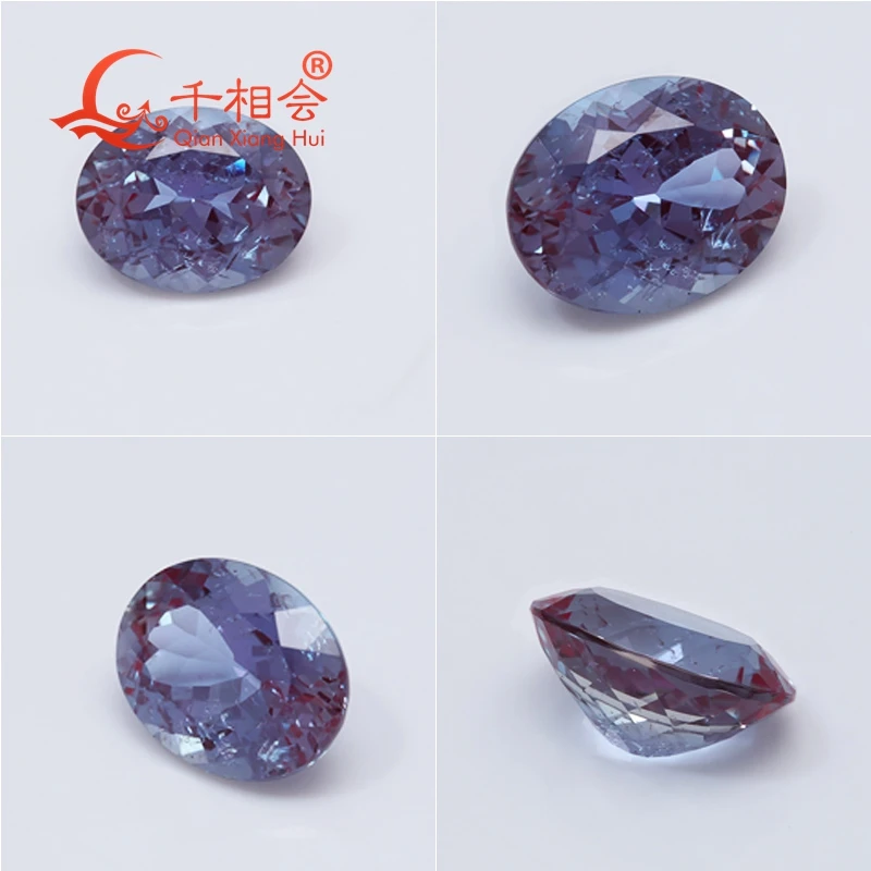 

Натуральный овальный камень из лабораторно выращенного корунда (александрит) с эффектом изменения цвета, размером от 4*6 мм до 15*20 мм, для изготовления ювелирных изделий (AGL)