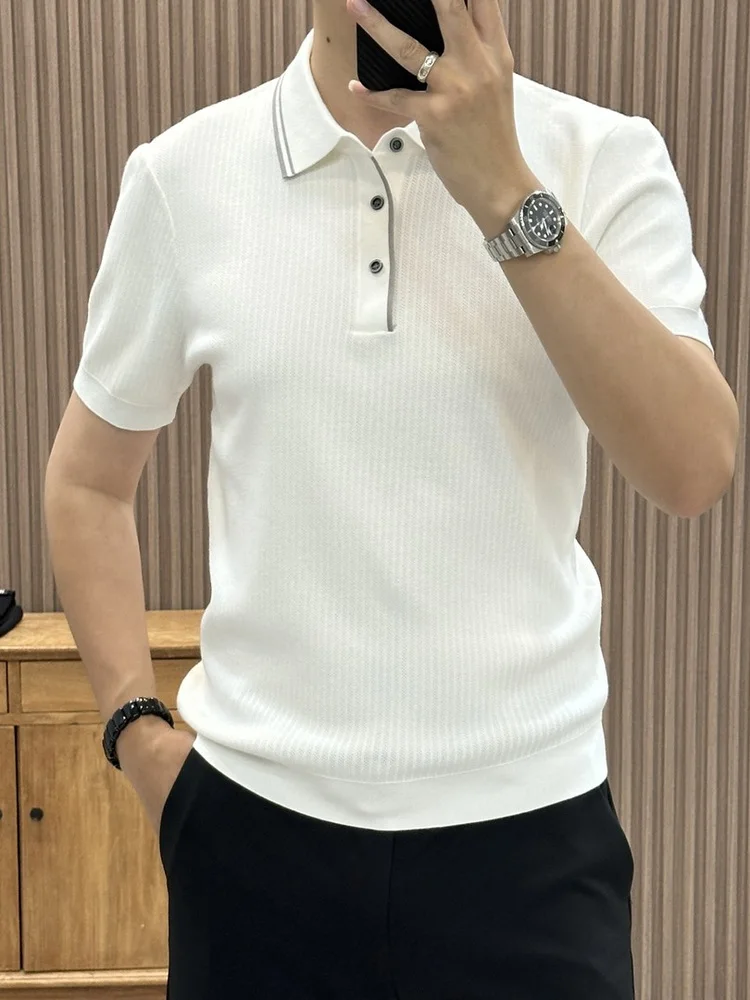 

Мужская трикотажная рубашка на осень-зиму: приятная к телу, комфортная, приталенная, класса люкс, базовый слой, повседневный стиль