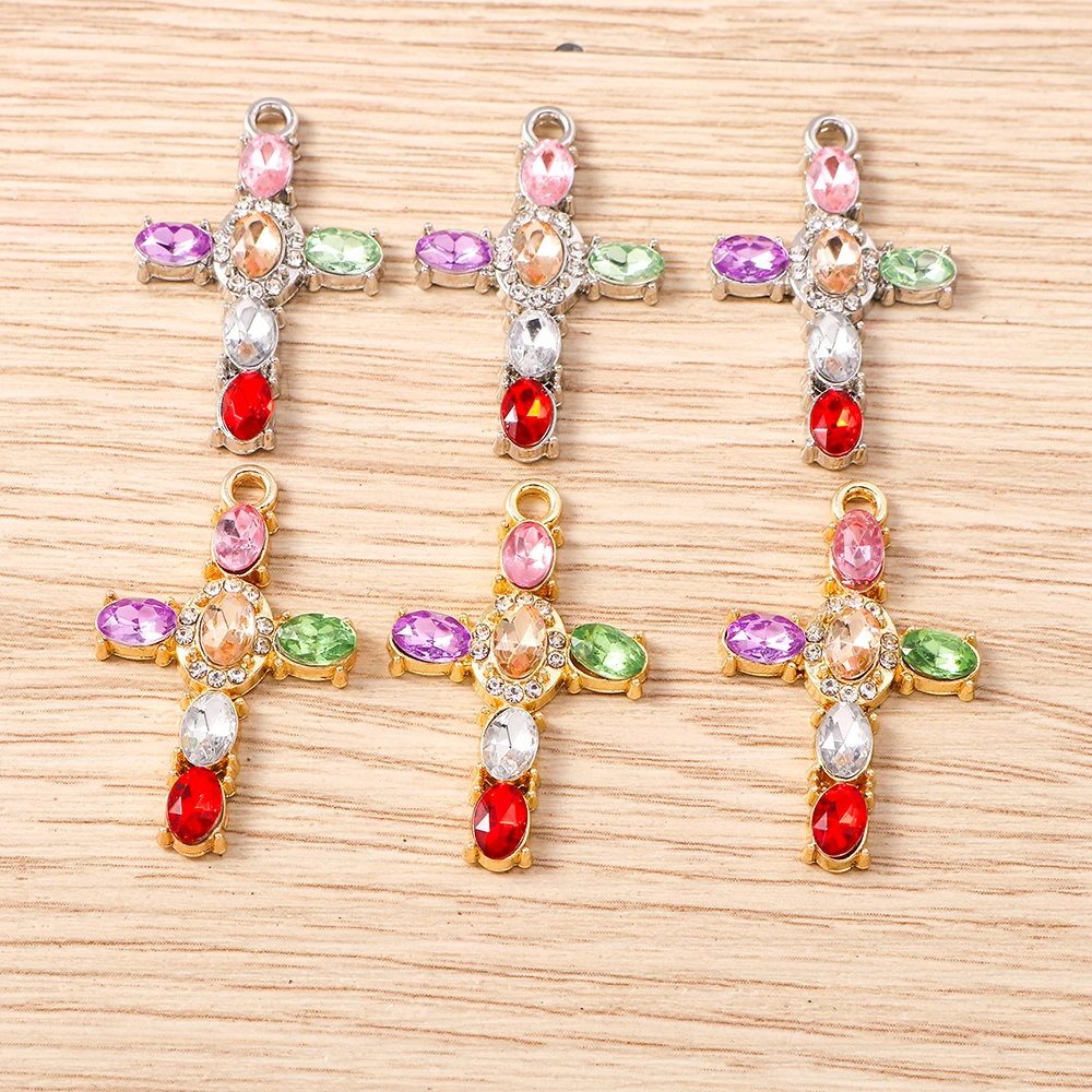 Tusember 5 Stück 18*30mm CZ Strass Kristall Kreuz Charms Anhänger für Schmuckherstellung Ohrringe Halskette Kruzifix ﻿ Zubehör – Detail 2