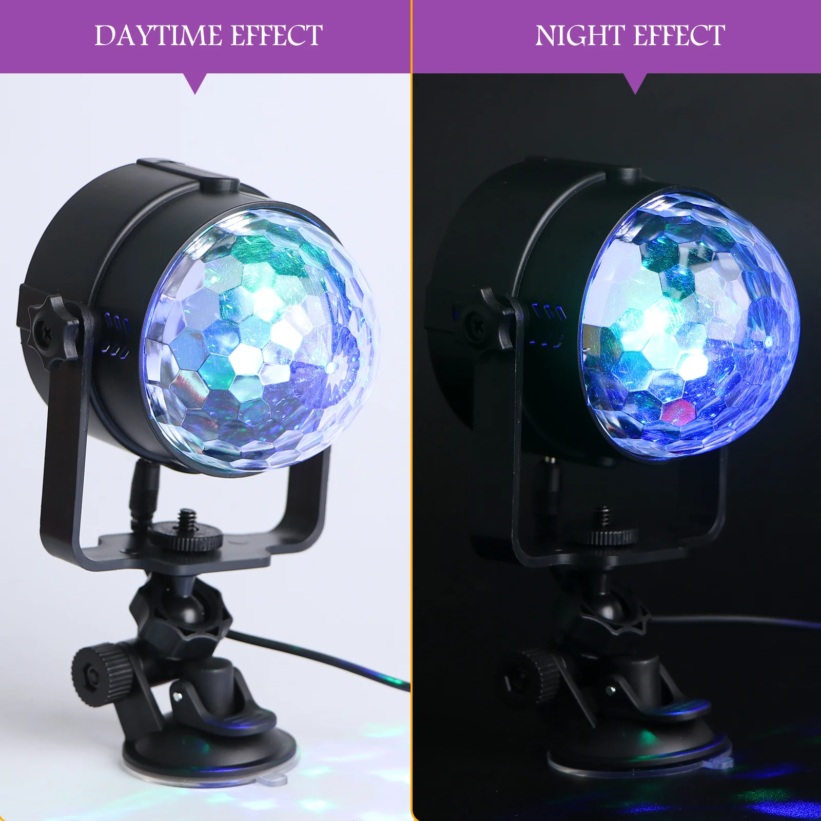 

Красочный светодиодный вращающийся шаровой светильник с голосовым управлением, диско-диджей, 7 режимов для сцены, КТВ, бара, вечеринки, бальных шаров, светильник