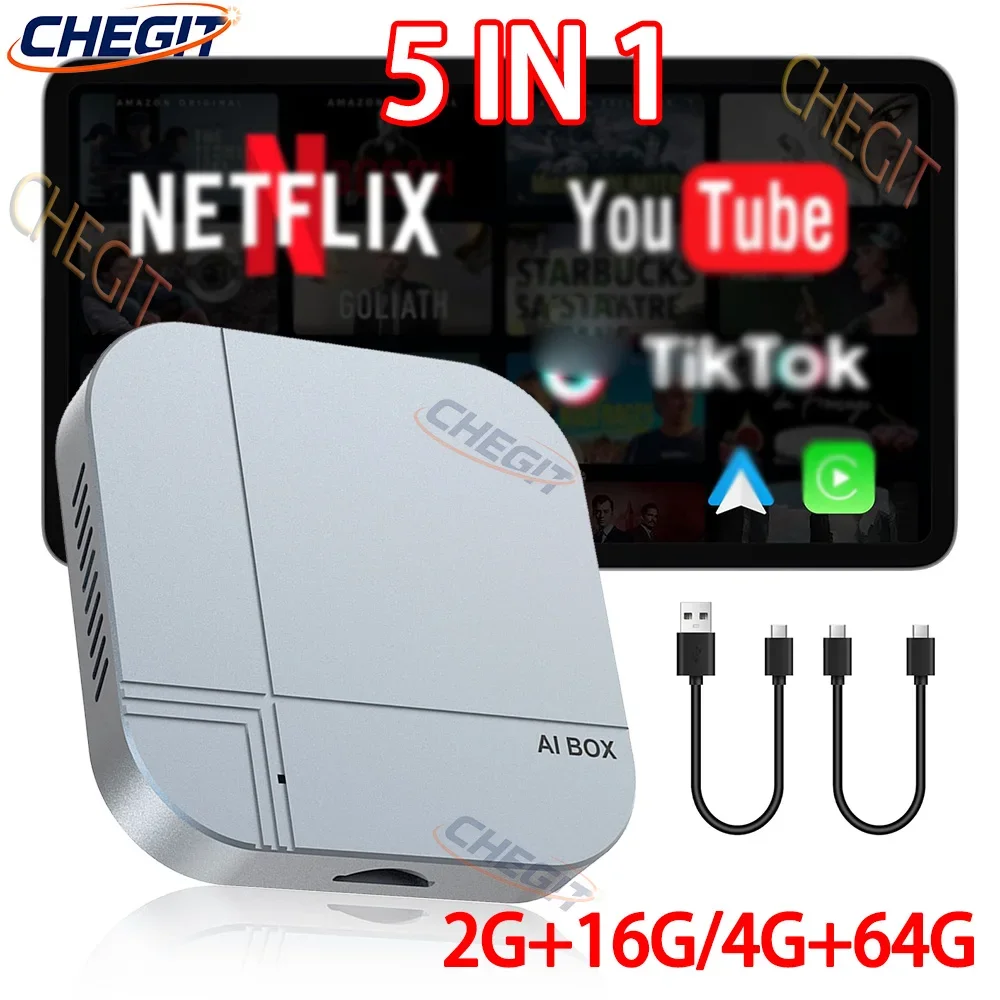 

NEW CarPlay AI Box Android 14.0 Wireless CarPlay Android Auto Adapter 4G+64G 2G+16G FOTA Upgrade Tv Box For YouTube Netflix