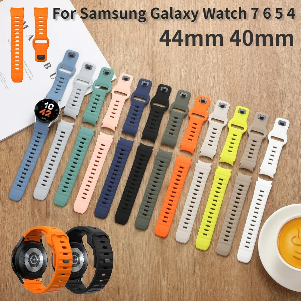 Sport-Silikonarmband für Samsung Galaxy Watch 7 FE 6 5 4 40 mm 44 mm, ohne Lücken, Armband für Watch 6 Classic 47 43 mm/5 Pro 45 mm