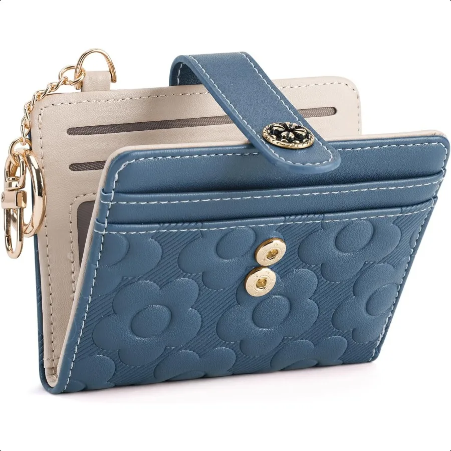

RFID Wallet WomenSlim Small WalletsFlower Leather Bifold Compact Ladies Girls Wallet with Credit Card Holder Zipper Coin Pocket