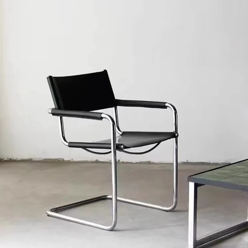 Bauhaus Style Office Chair Mid-Century Dining Chair Premium Stainless Steel Frame Trending Armchair