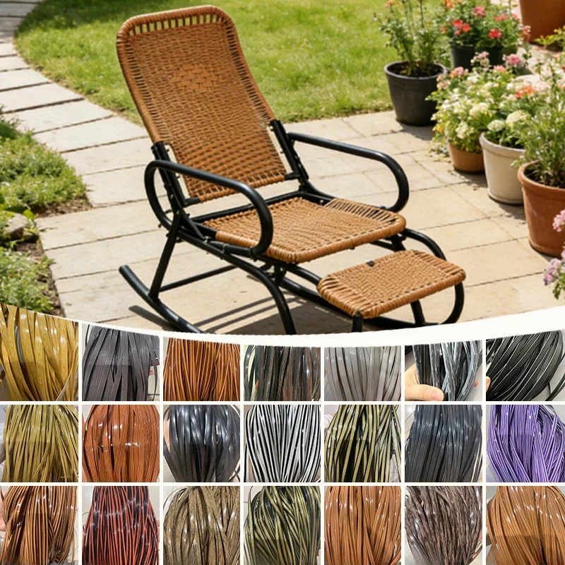 500g About 70m Thicker Flat PE Synthetic Rattan Material Weaving Basket Chair Sofa Table Repair Craft Material Plastic
