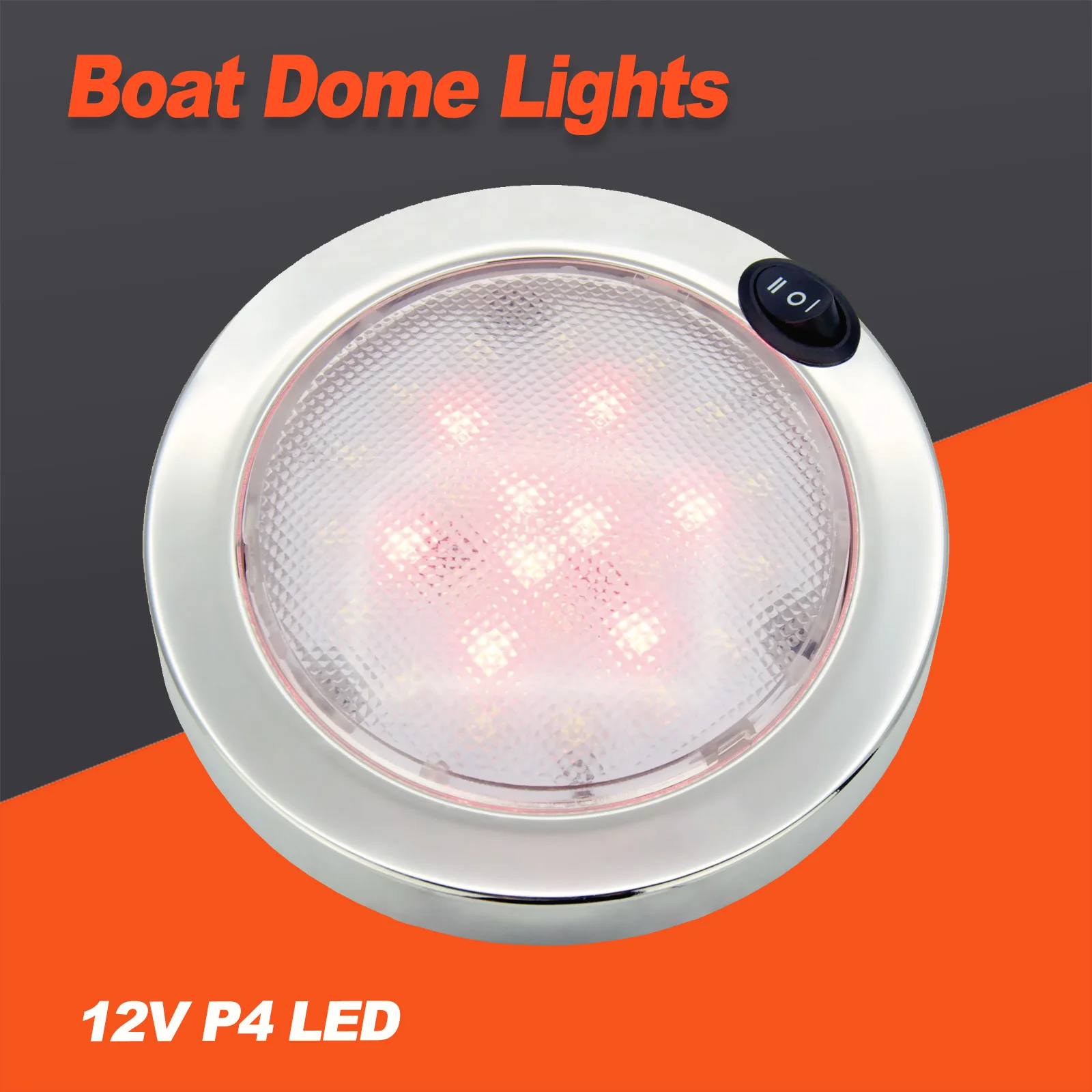 Luz de techo de cúpula de barco LED de 12V, luz de cabina Interior blanca y roja para RV, caravana, marina