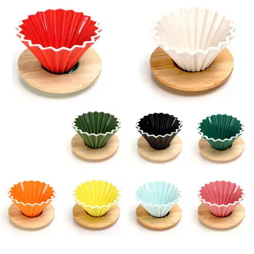 가정용 세라믹 커피 드리퍼, 커피 메이커 위에 붓는 수제 종이 접기 커피 필터 컵, 꽃 모양 깔때기 드립 카페 케이크 컵 