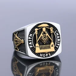 CHUANGCHENG Fashion AG Freemason Domineering Men's and Women's Stainless Steel Rings Size 7-15